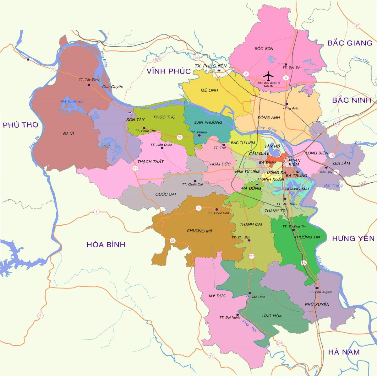 Map of hanoi district